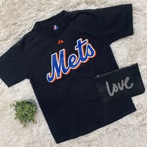 Majestic NY Mets MLB Player Tee Santana #57 💗 Black Blue &Orange